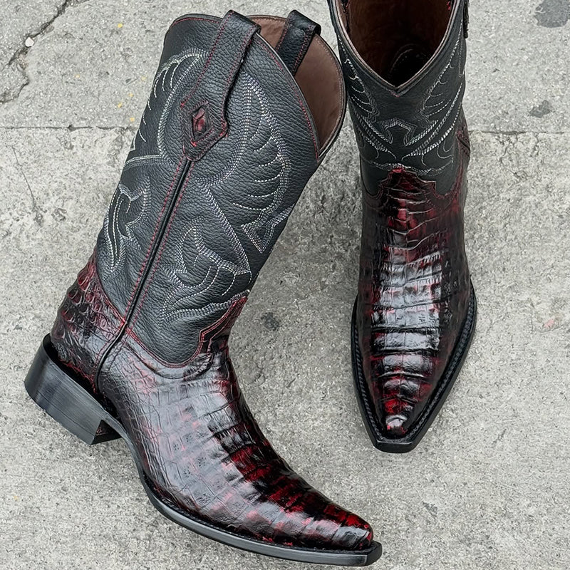Burgundy Leather Casual Boots