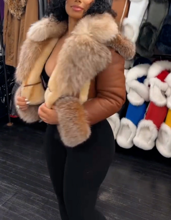 Brown Furry Short Coat