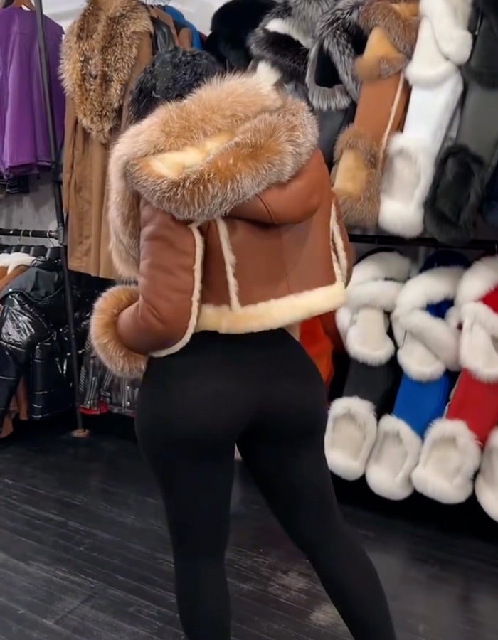 Brown Furry Short Coat