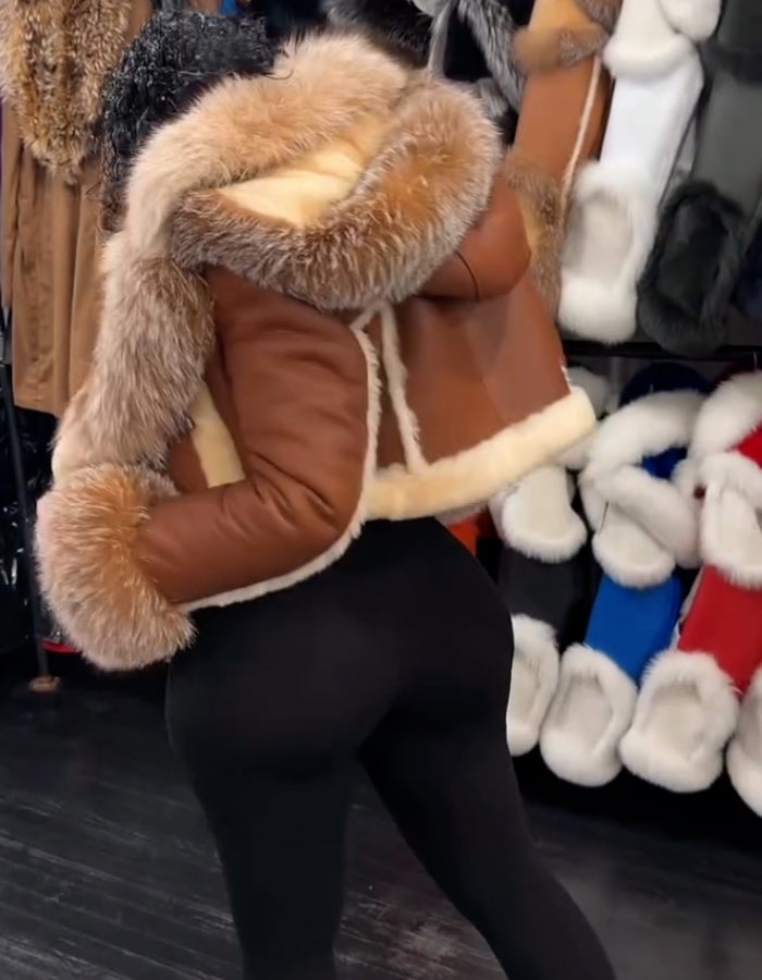 Brown Furry Short Coat