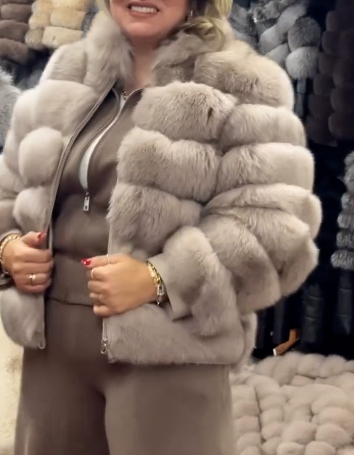 Beige Casual Comfy Coat