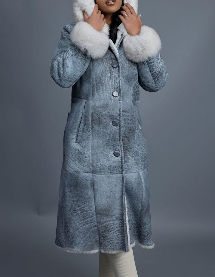 Blue Warm Button Coat