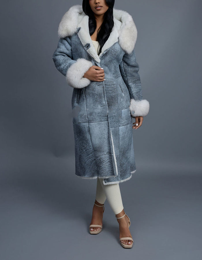 Blue Warm Button Coat