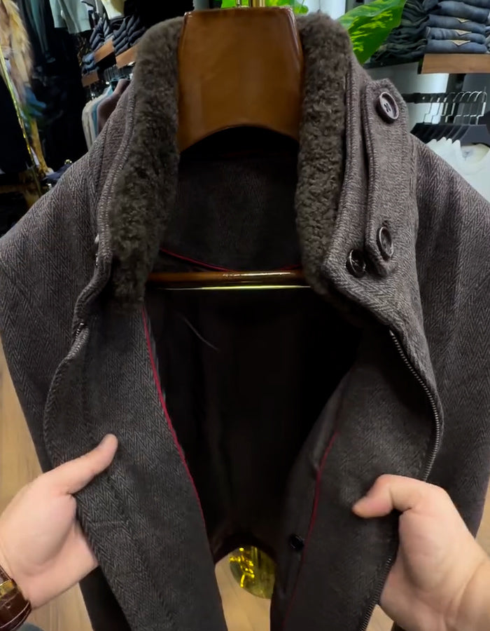 Gray Fur Collar Jacket