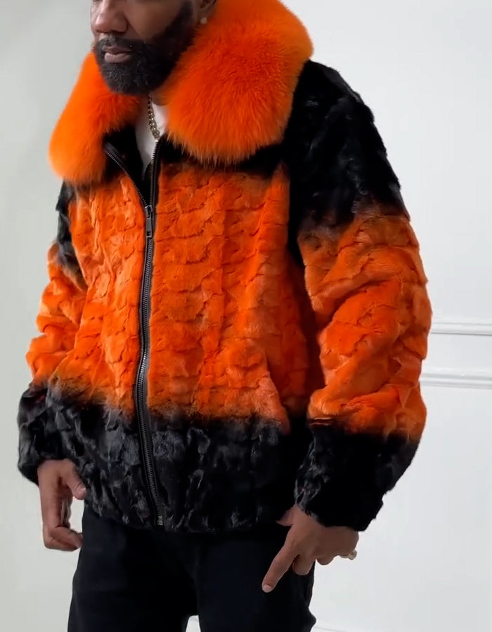 Orange-Black Loose Coat