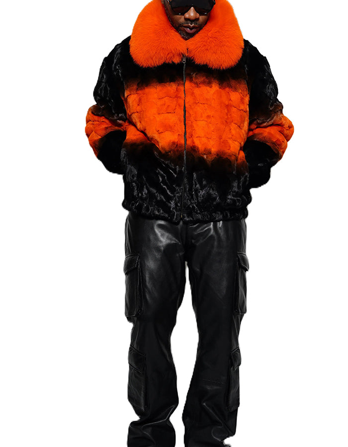 Orange-Black Loose Coat