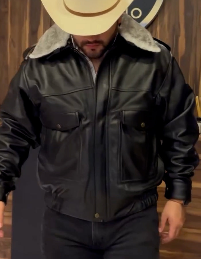 Fleece-Lined Leather Jacket