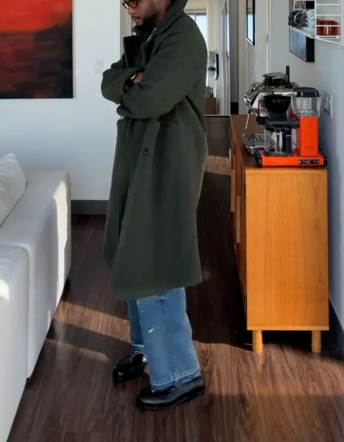 Green Casual Midi Jacket