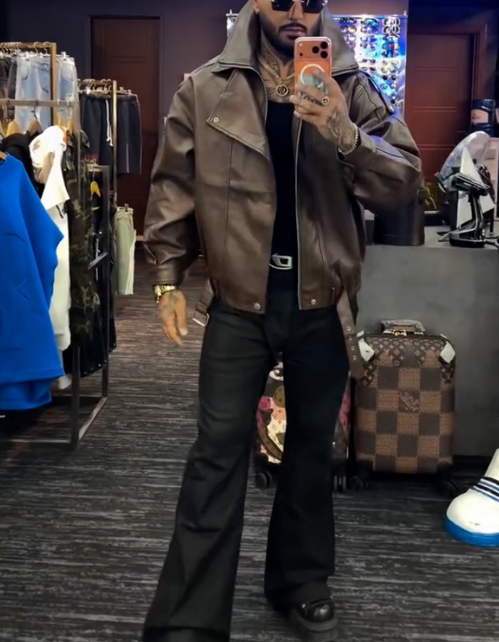Brown Collar Leather Jacket