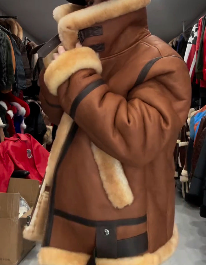 Brown Warm Shearling Coat