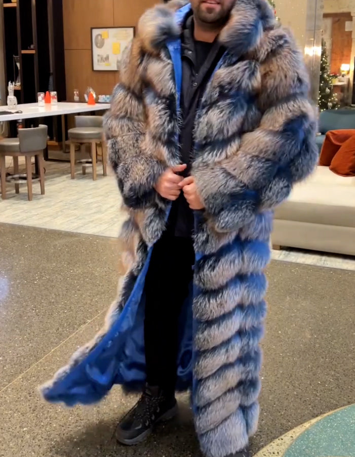 Blue Fur Long Coat