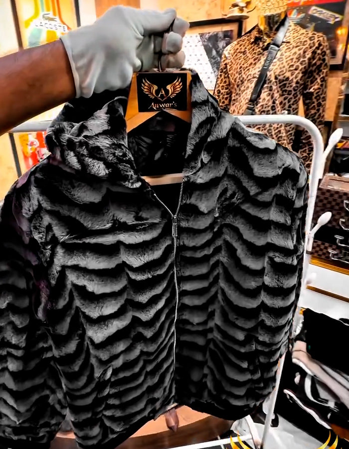 Black-Gray Suede Coat