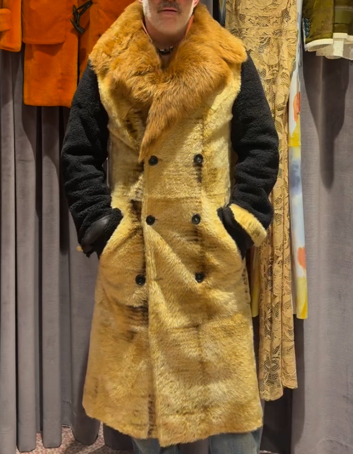 Lapel Collar Feece-Lining Long Coat