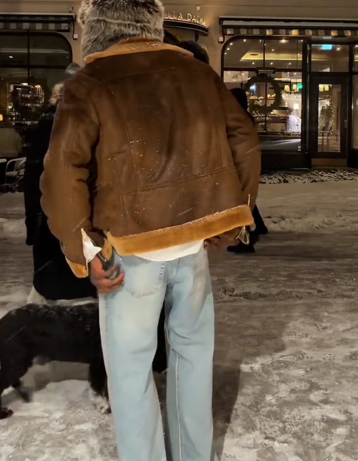 Brown Fleece-Lined Short Jacket