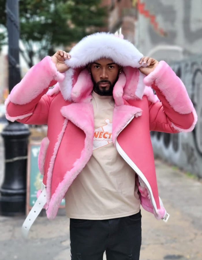 Pink Shearling Chic Jacket