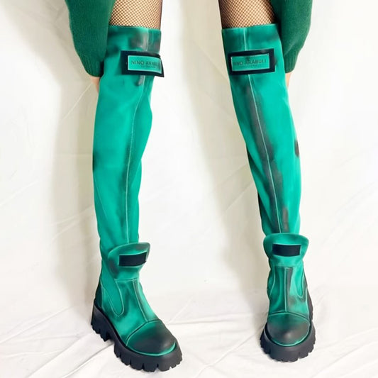 Zip Up Thick-soled Over-the-knee Boots