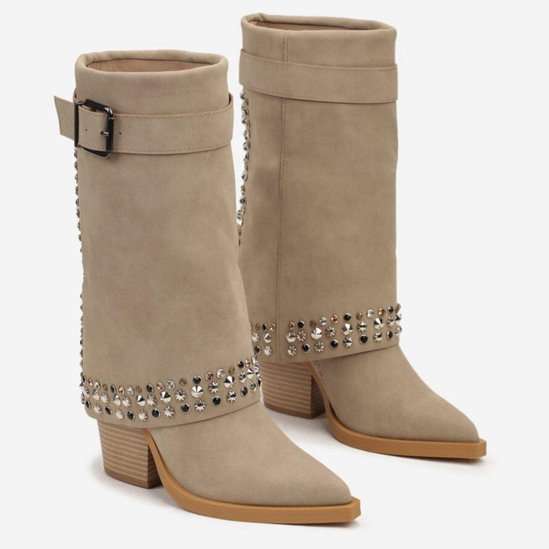 Glitter Block-Heeled Boots