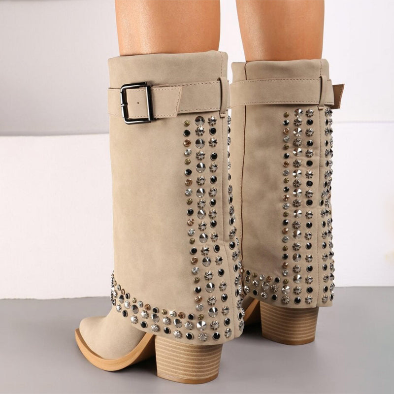 Glitter Block-Heeled Boots