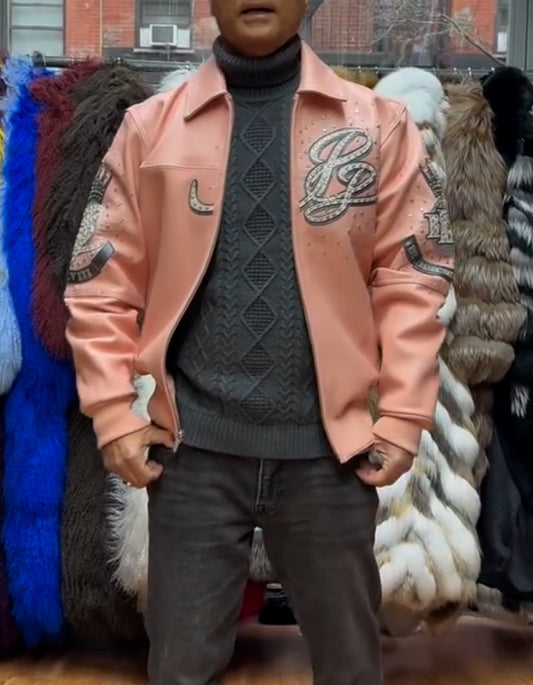 Pink Leather Casual Jacket