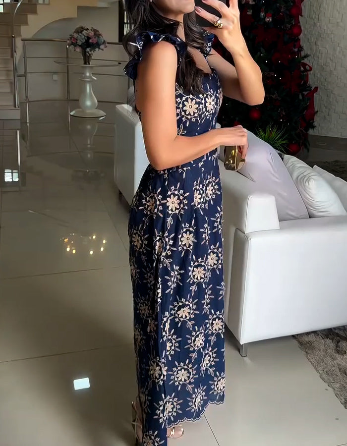 Blue Sun Print Dress