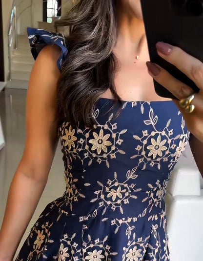 Blue Sun Print Dress