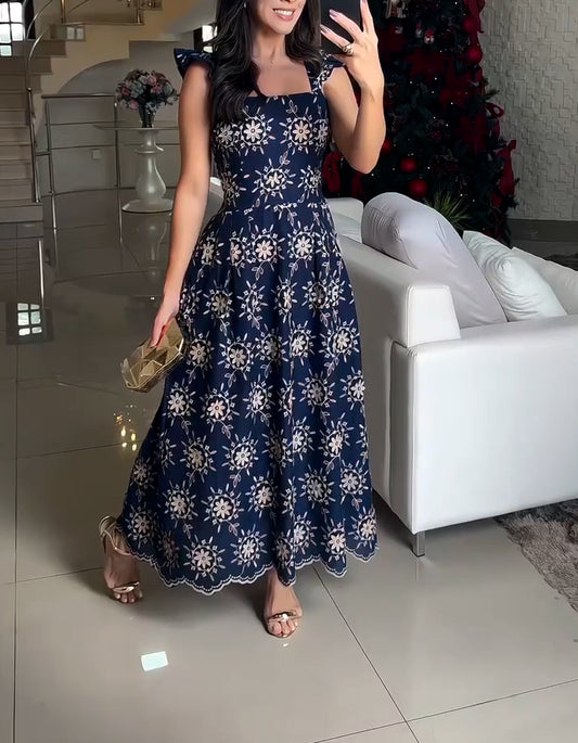 Blue Sun Print Dress