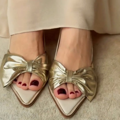 Gold Bow Sandals