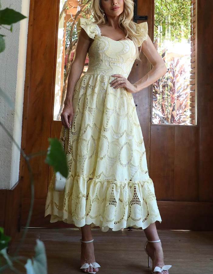 Cream Casual Dress