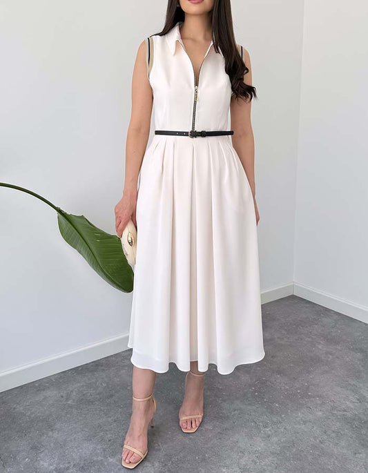 White Zipper Dress