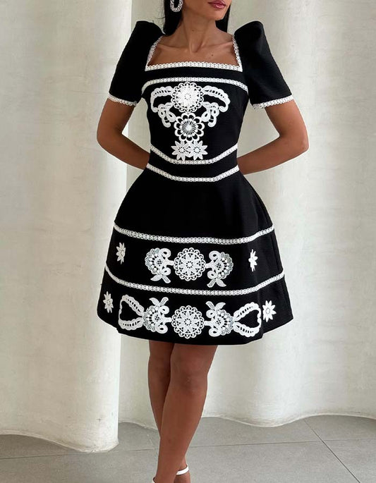 Embroidery Mini Dress