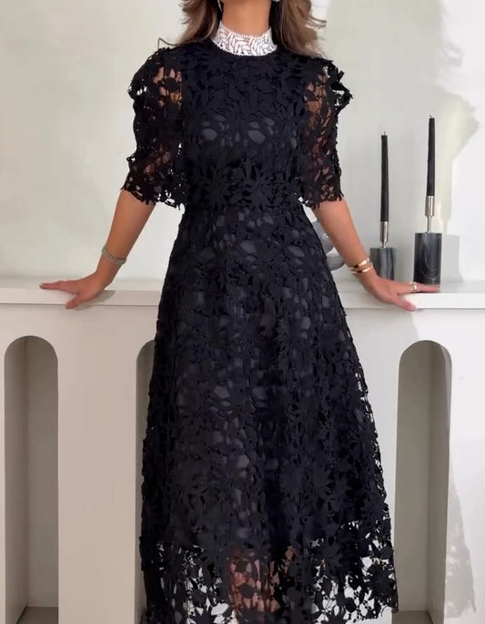 Black Lace Casual Dress