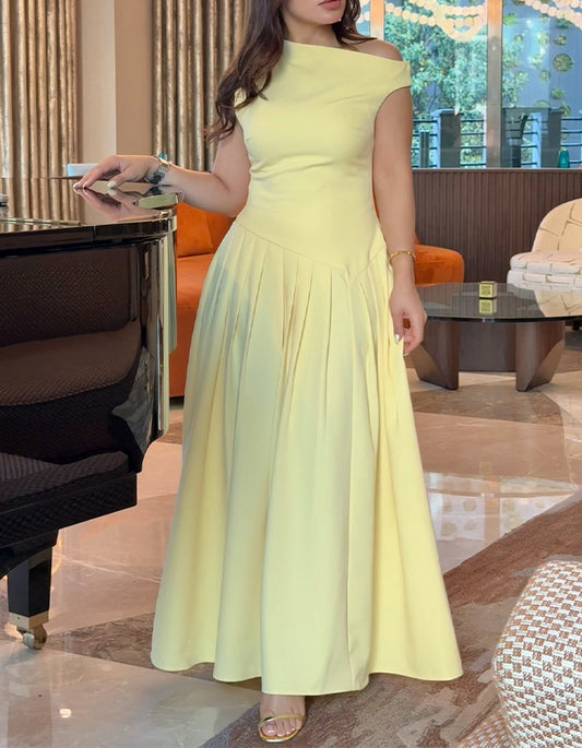 Cream One-Shoulder Dress