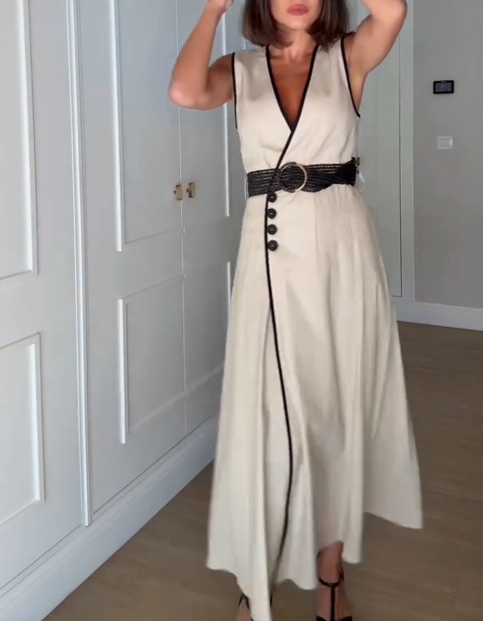 Beige Belt Dress