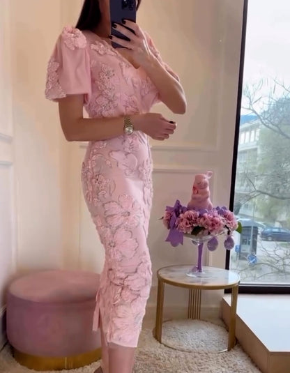 Pink Embroidered Dress