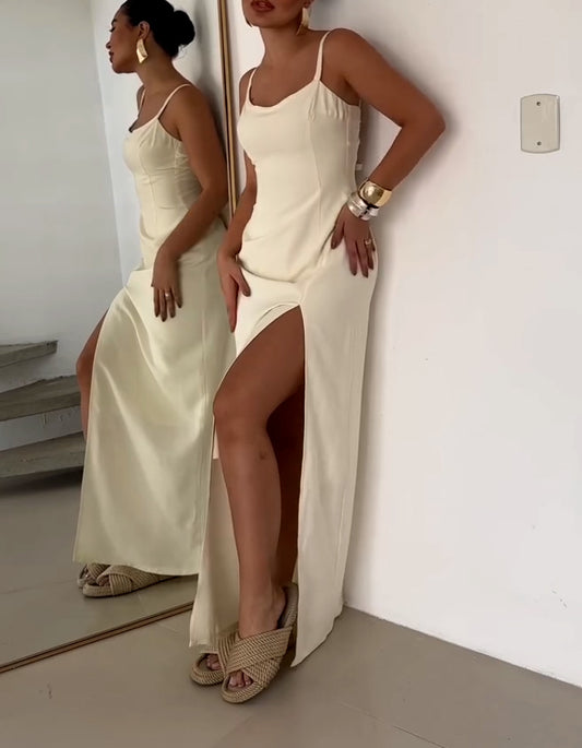 White Lace-Up Dress