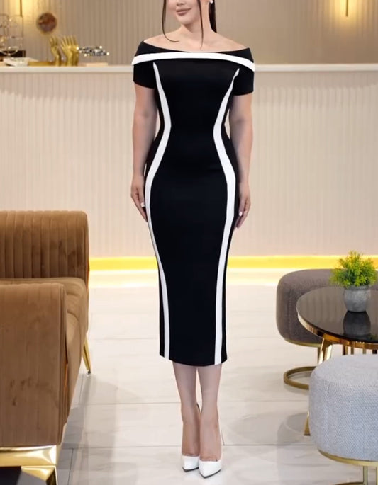 Black-White Slim Dress