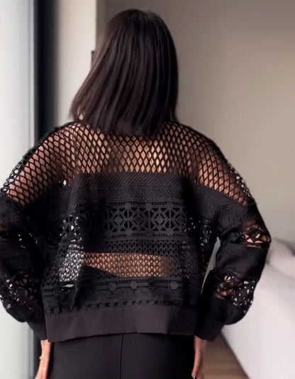 Black Mesh Coat