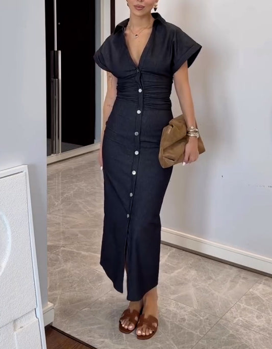 Button Slim Dress