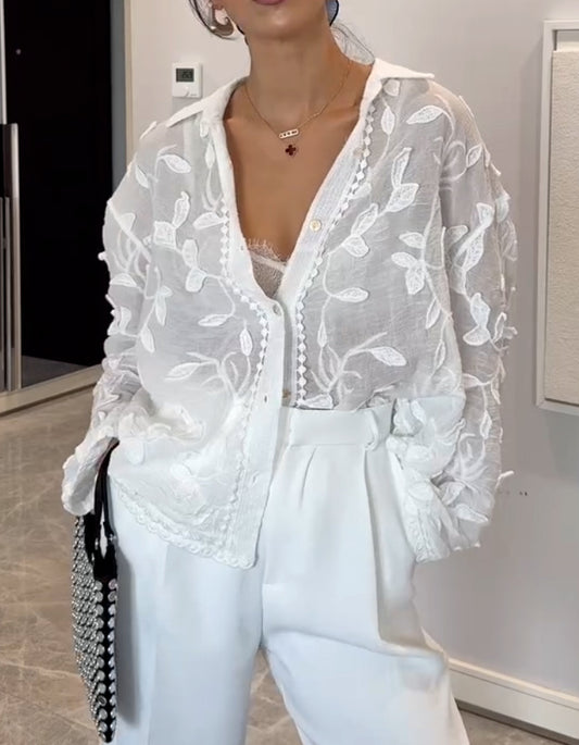 White Embroidered Shirt