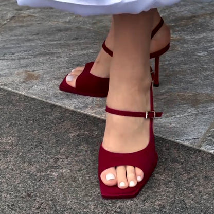 Red High-Heel Sandals