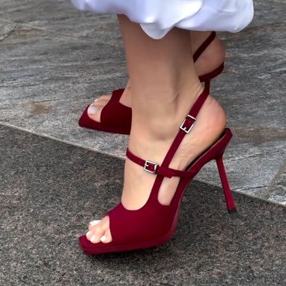 Red High-Heel Sandals