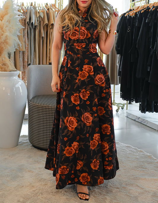 Flower Printing Maxi Dress