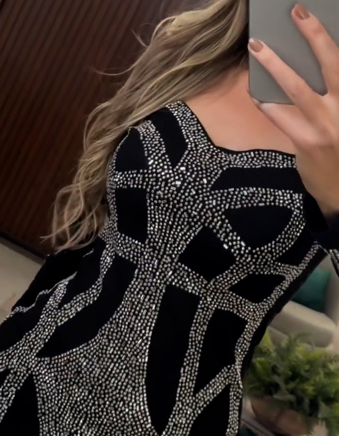 Silver Printing Slim Dress
