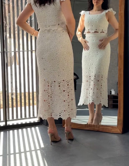 White Two-Piece Slim Dress