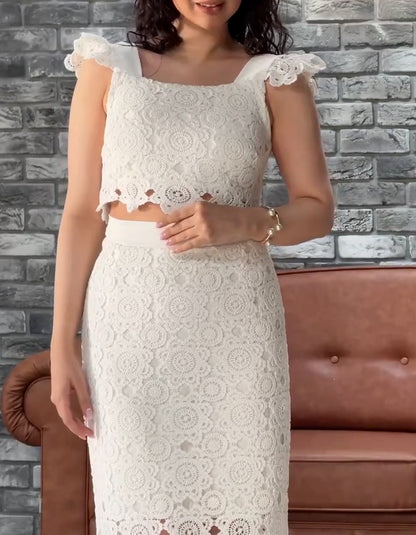 White Two-Piece Slim Dress