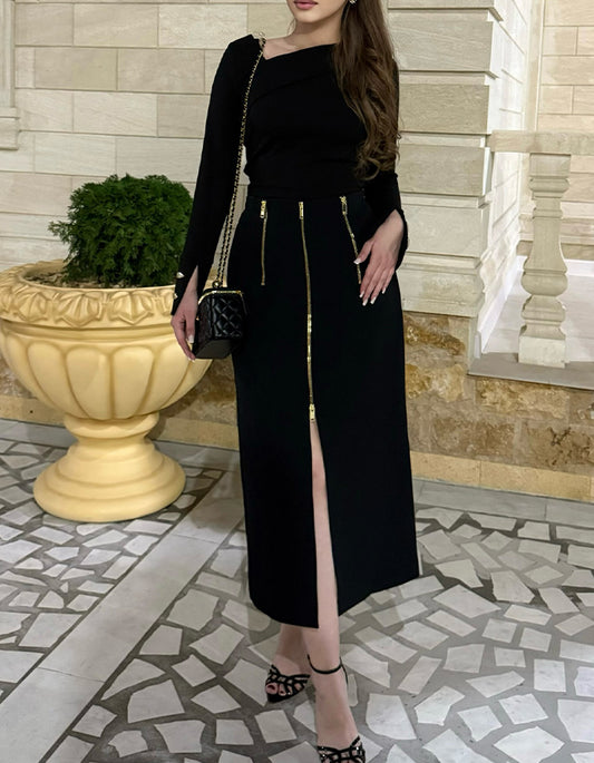 Black Zipper Dress