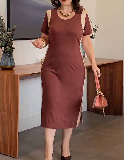 Brown Casual Stretch Dress