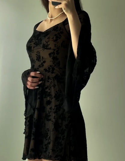 Lace Bell-Sleeve Dress