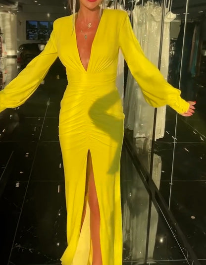 Yellow Party Slim Dress
