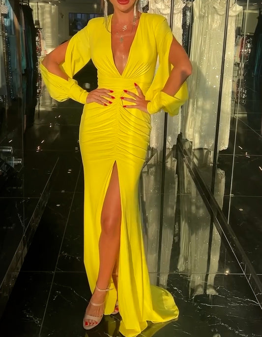 Yellow Party Slim Dress